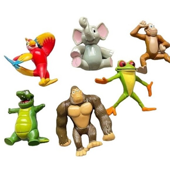 Vintage Rainforest Cafe Animal Figures Toys lot 7 Posable Frog Ape Alligator RFC - Picture 2 of 13